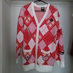 BoxLunch Exclusive DC Comics Harley Quinn White, Pink, and Red Diamond Cardigan